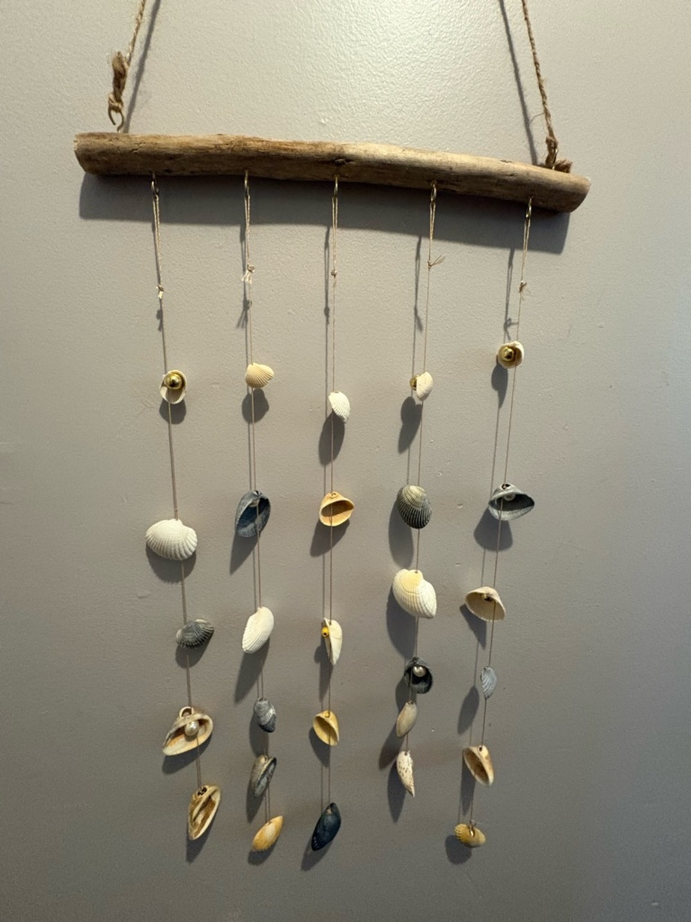 Handcrafted Driftwood Seashell Hanging Decor - Natural Beach wind Chime